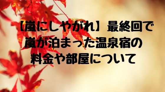 嵐にしやがれ 最終回で5人が泊まった温泉旅館の値段や部屋は 場所やアクセス情報も カエル日和